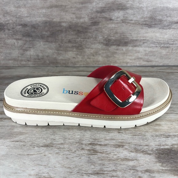 bussola Shoes - NEW Bussola Pinoye Sandal Certified Vegan Red with Gold Buckle Women 7.5, 8.5, 9